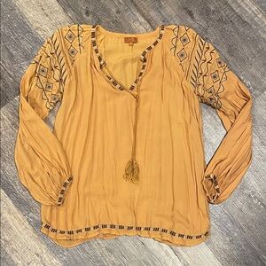 Scully Women’s Embroidered Mustard Blouse